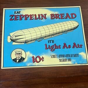 Vintage Zeppelin Bread Tin Metal Sign Embossed